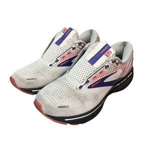 Brooks Ghost 14 Athletic Running Shoes No Laces Women’s Size 8 Purple Pink White